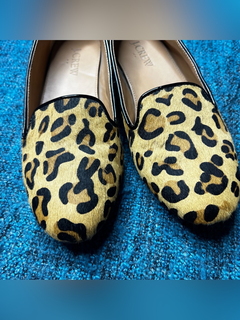 J.Crew Leopard Print Calf Hair Leather Flats Tan Black Women's 6.5 Style E1341 - Picture 3 of 10